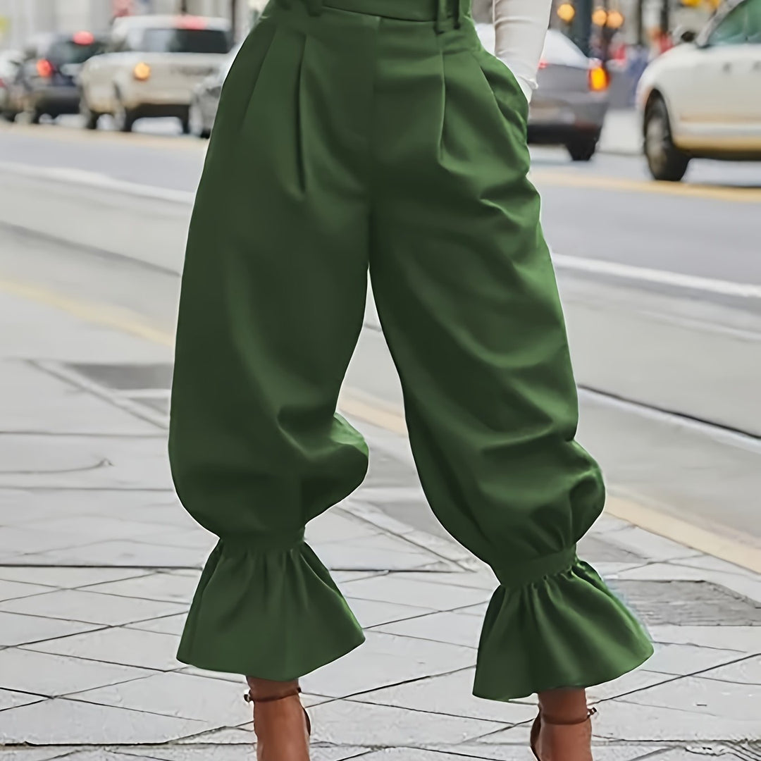 Yanira | Pantalón de pierna ancha con ruedo fruncido