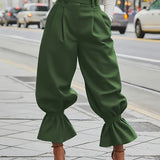 Yanira | Pantalón de pierna ancha con ruedo fruncido