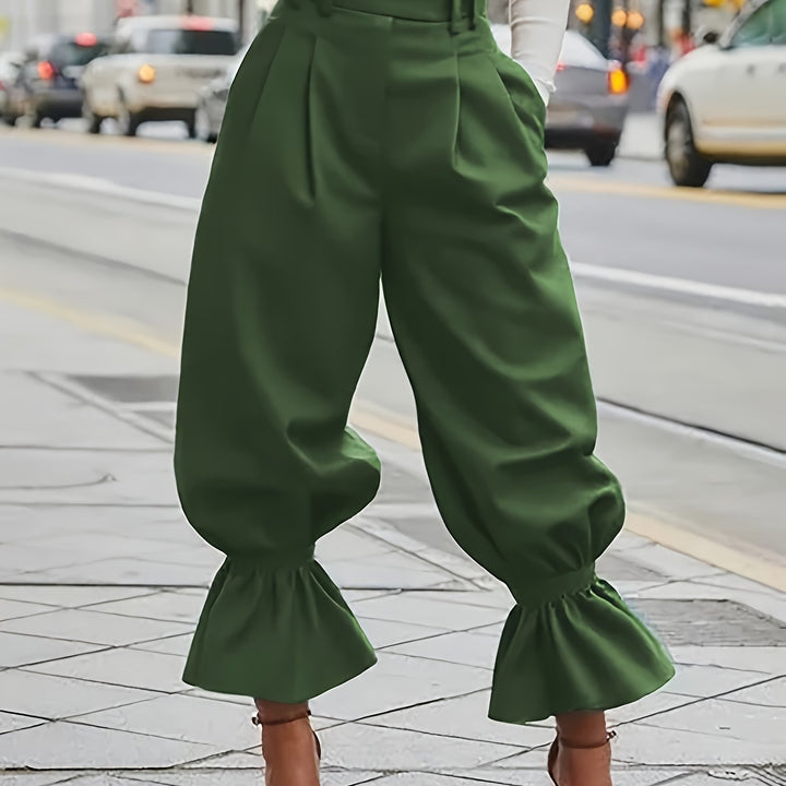 Yanira | Pantalón de pierna ancha con ruedo fruncido