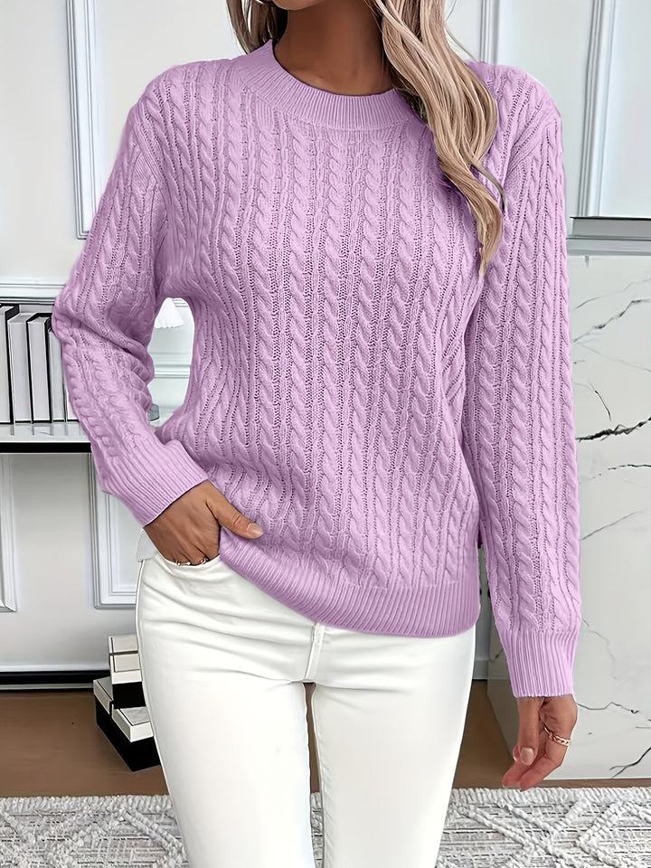 Saskia | Sweater de punto trenzado cuello redondo