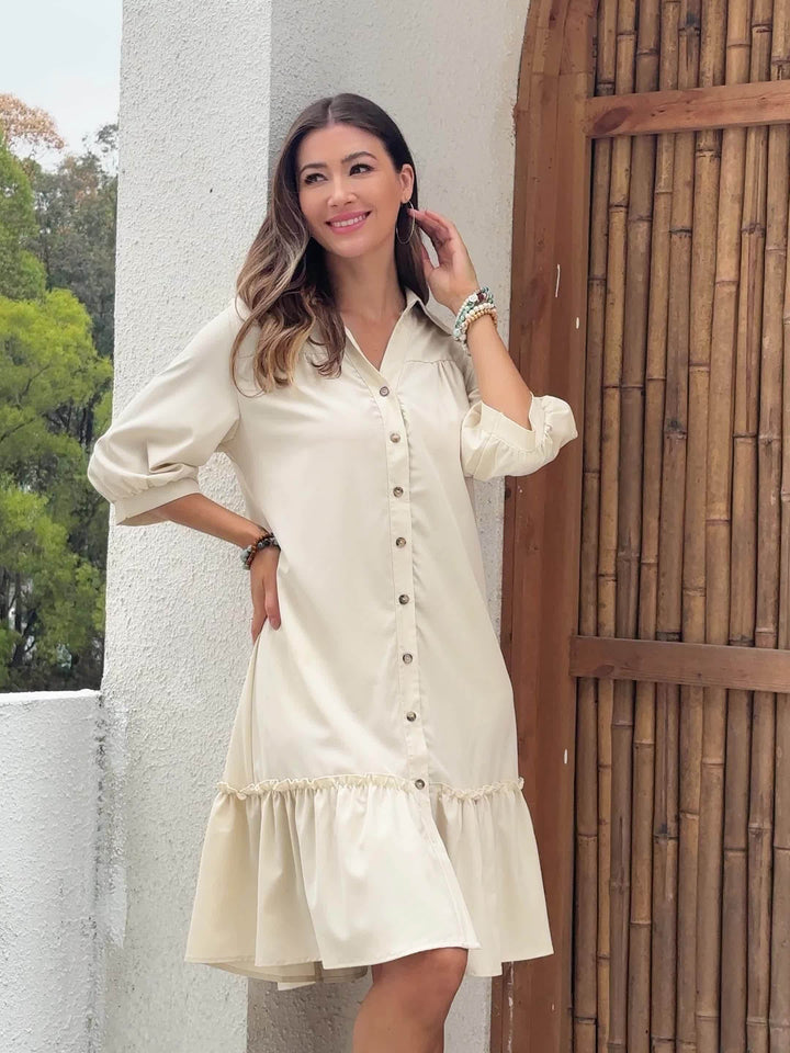 Verena | Vestido camisero boho con botones