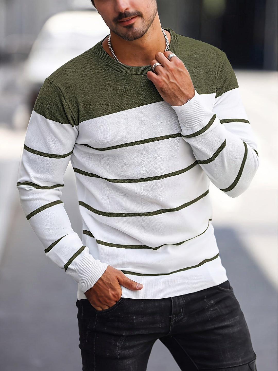 Enrique | Sweater a rayas cuello redondo