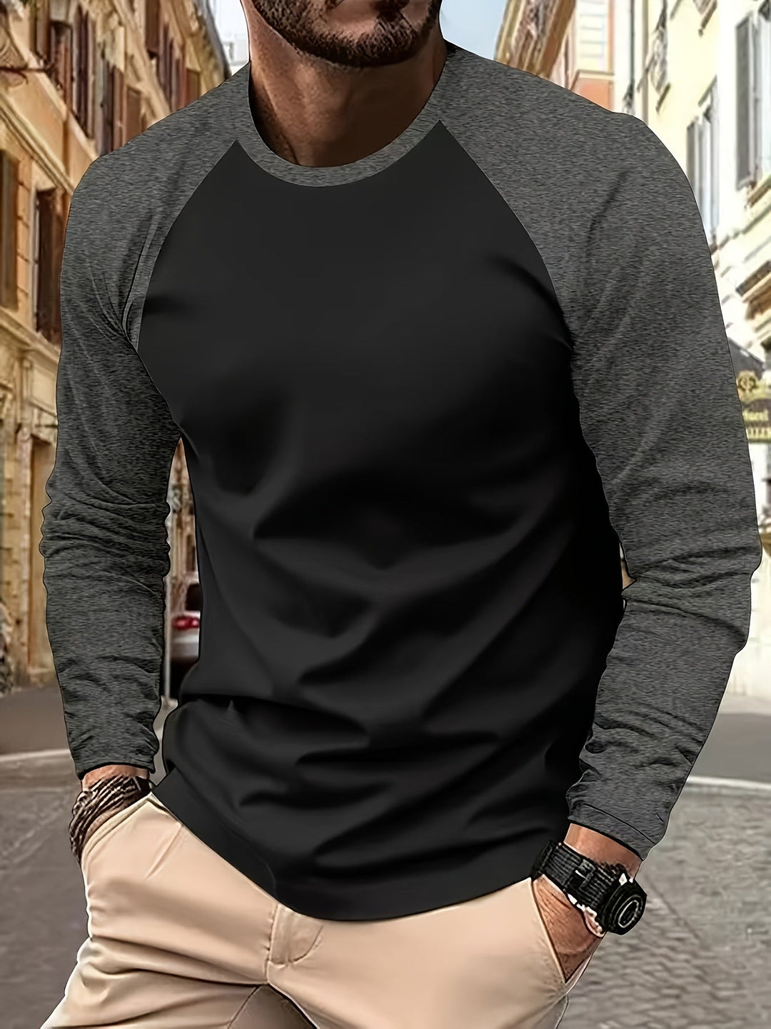 Diego Ignacio | Polera manga larga bicolor