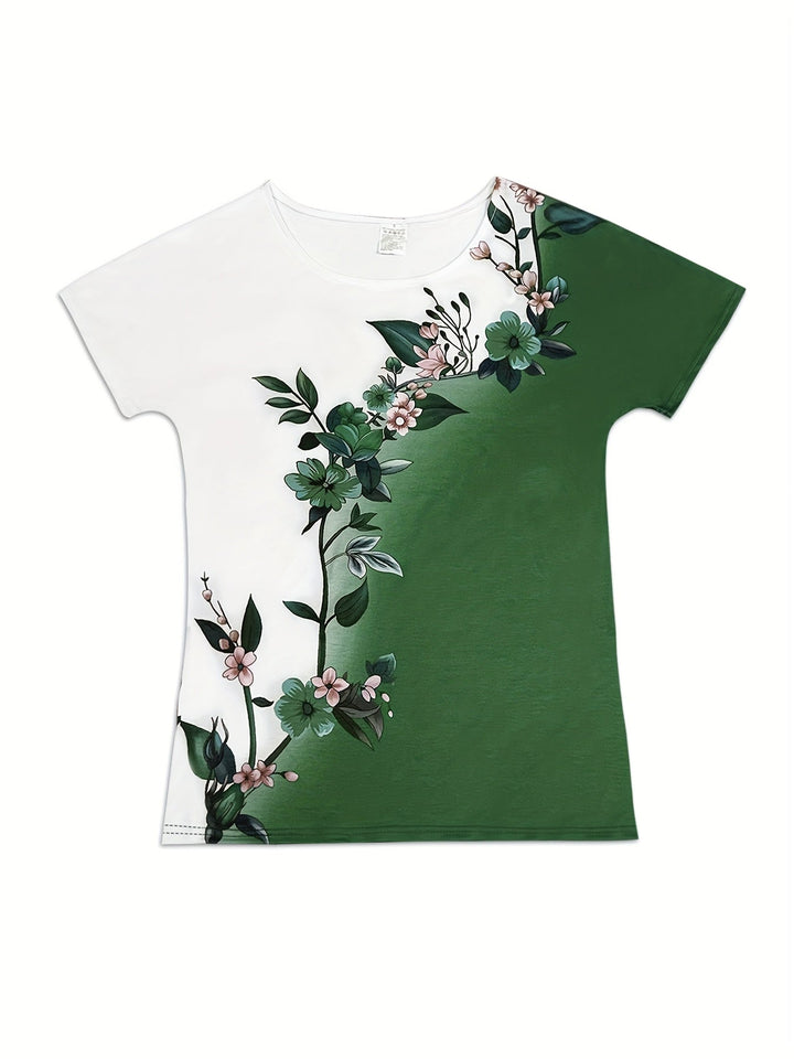 Sujey | Polera floral cuello redondo