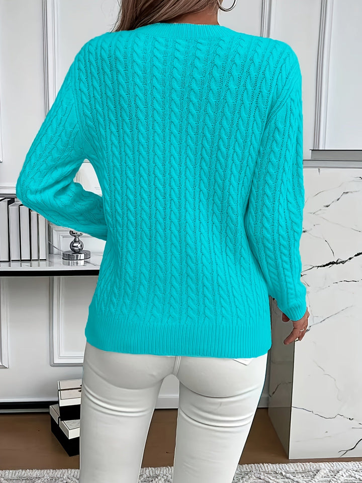 Saskia | Sweater de punto trenzado cuello redondo