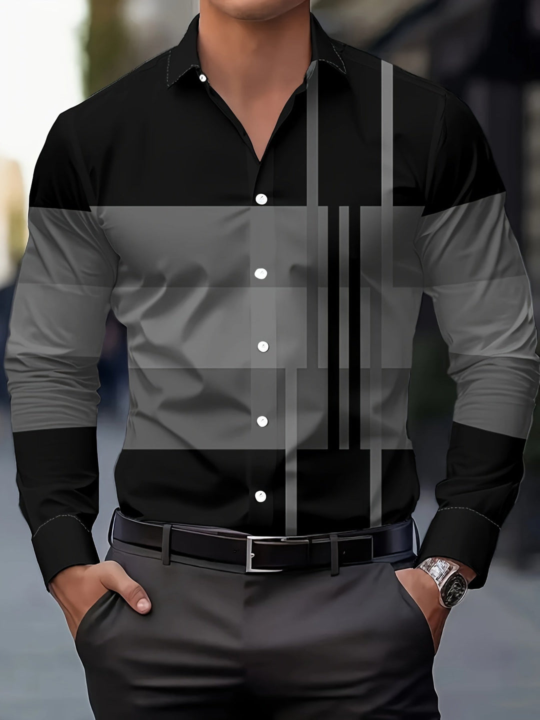 Levi | Camisa manga larga con bloques de color