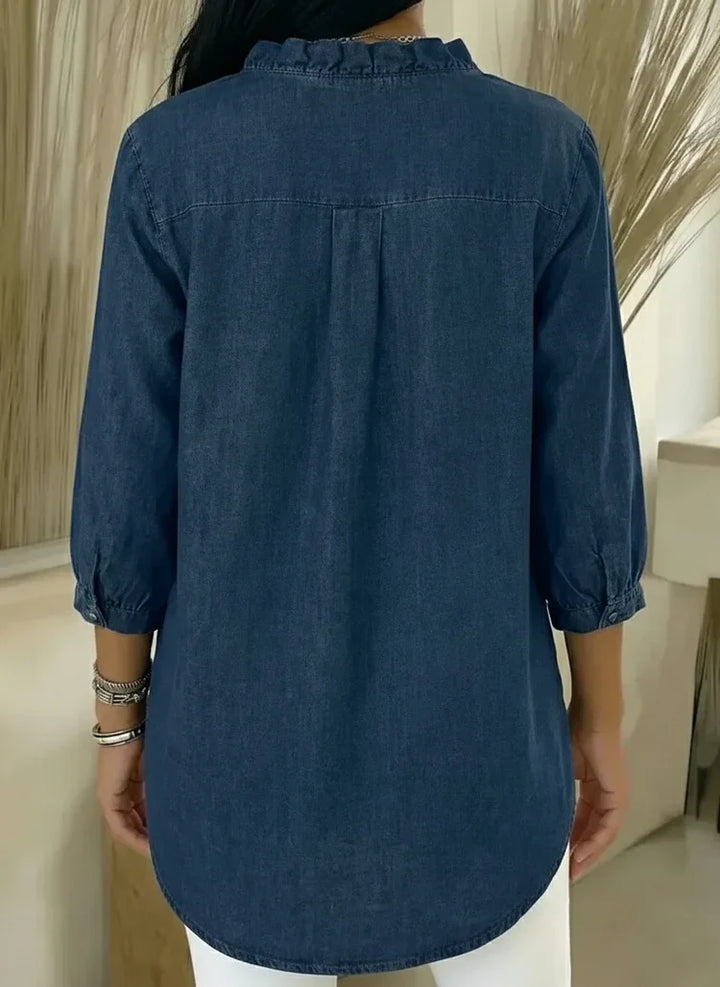 Yesenia | Blusa con volante y manga tres cuartos