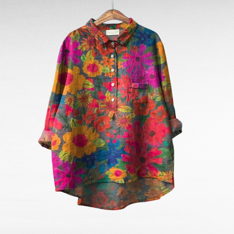 Domitila | Blusa cuello camisero floral