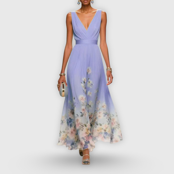 Eliana | Vestido largo floral sin mangas