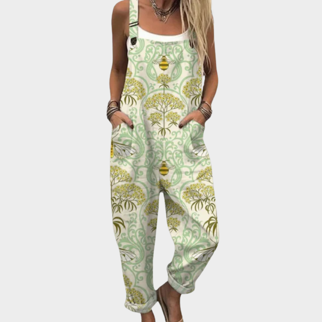 Angelina | Jumpsuit estampado retro pierna ancha
