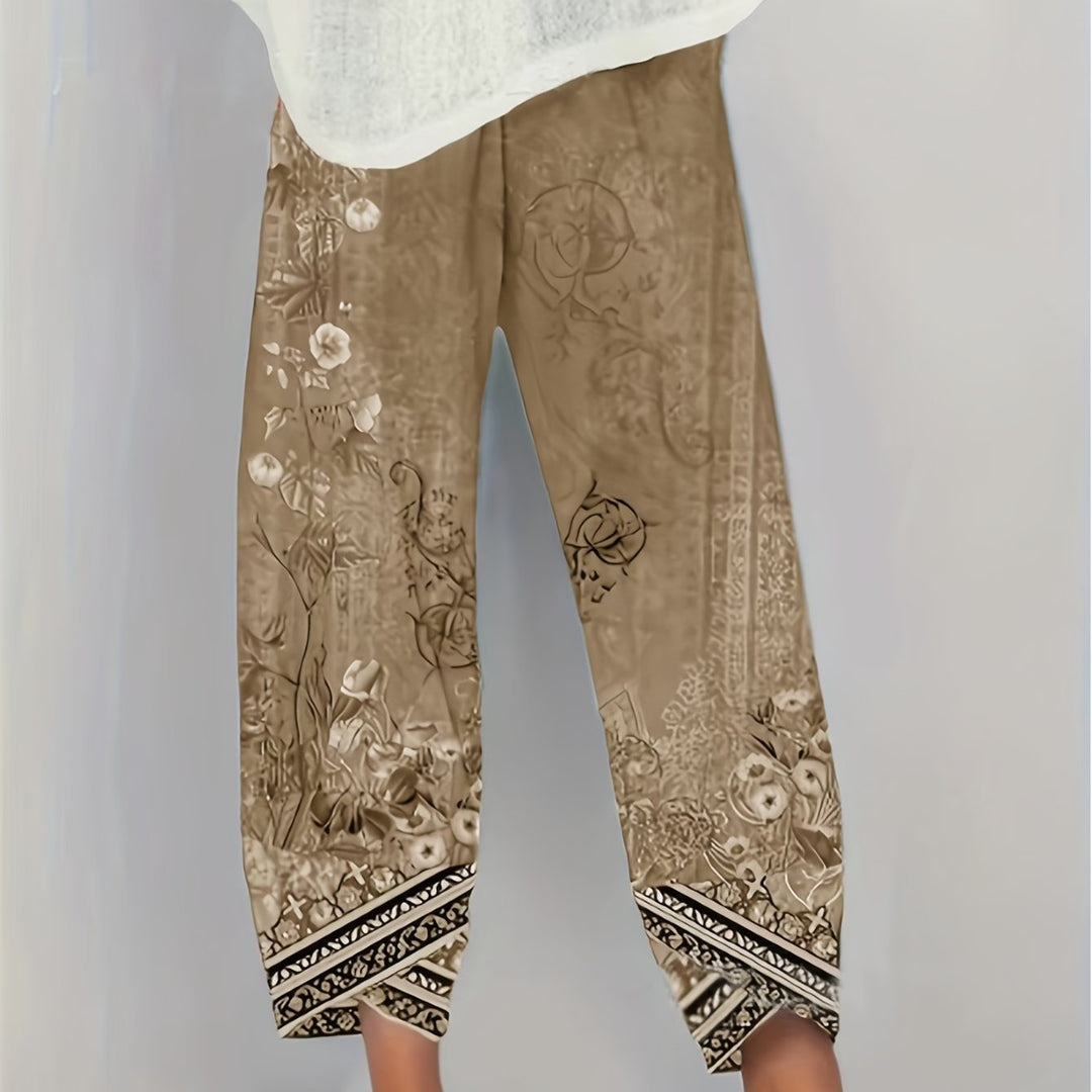 Aymara | Pantalón capri con estampado botánico