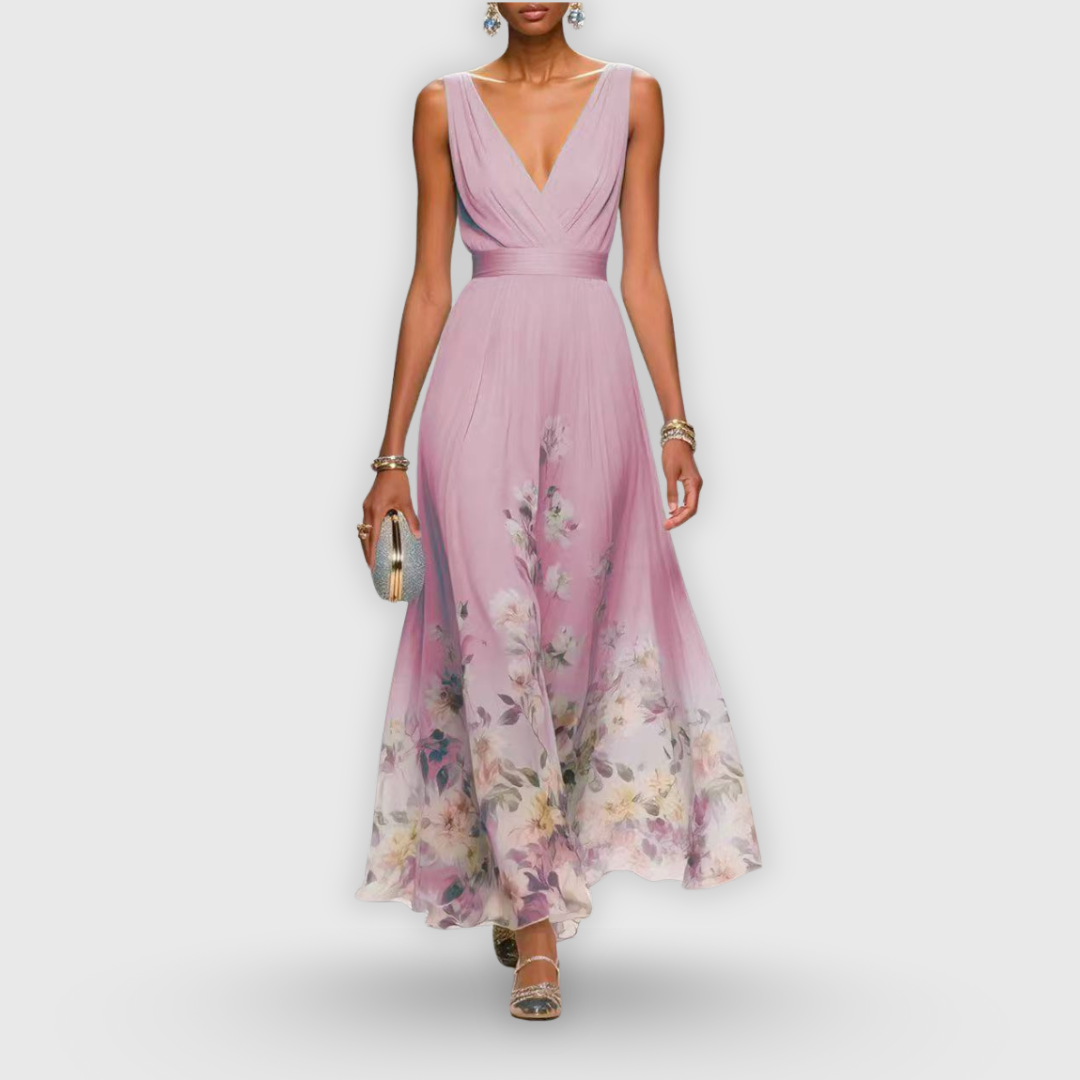Eliana | Vestido largo floral sin mangas