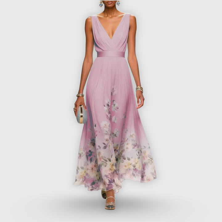 Eliana | Vestido largo floral sin mangas