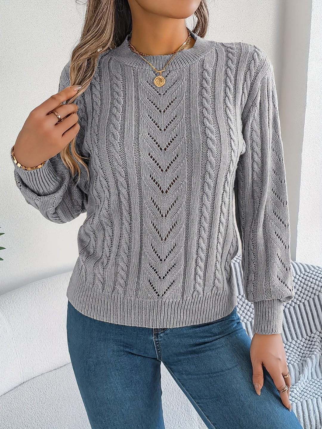 Tabita | Sweater texturado de punto trenzado