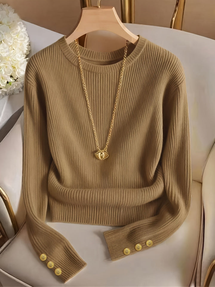 Kimberly | Sweater acanalado con botones en puños