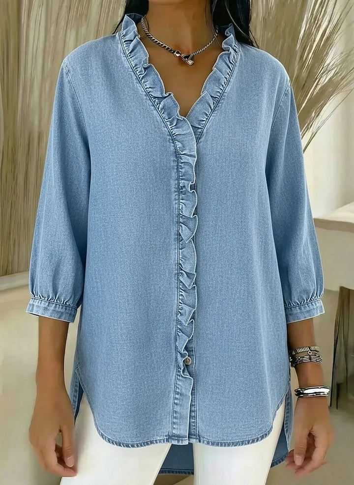 Yesenia | Blusa con volante y manga tres cuartos