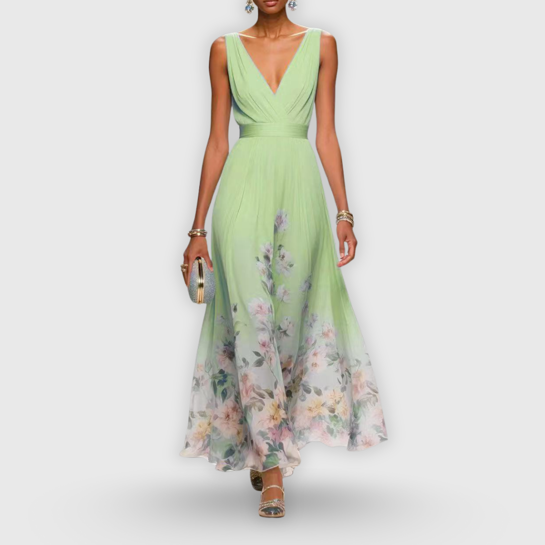 Eliana | Vestido largo floral sin mangas