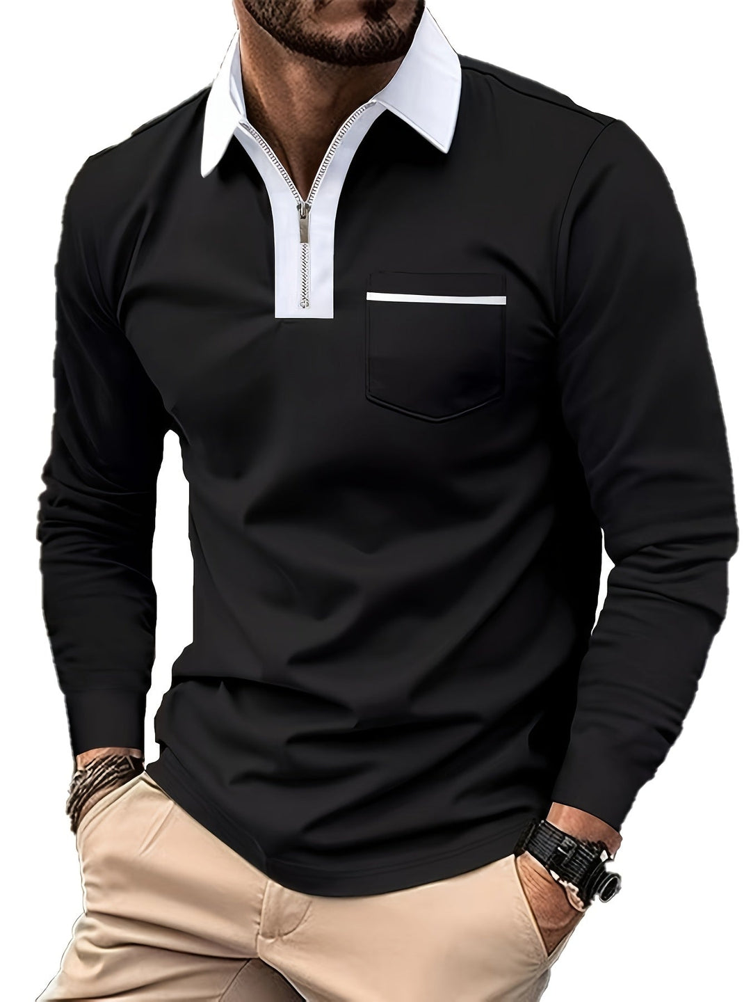 Ernesto | Polera polo con cuello en contraste y cierre