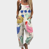 Angélica | Jardinera estampada pierna ancha