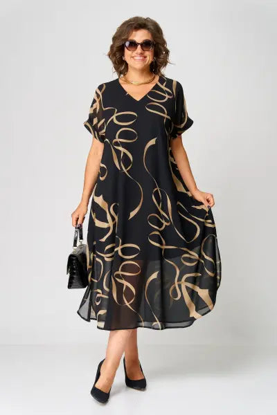 Danae | Vestido midi manga corta estampado