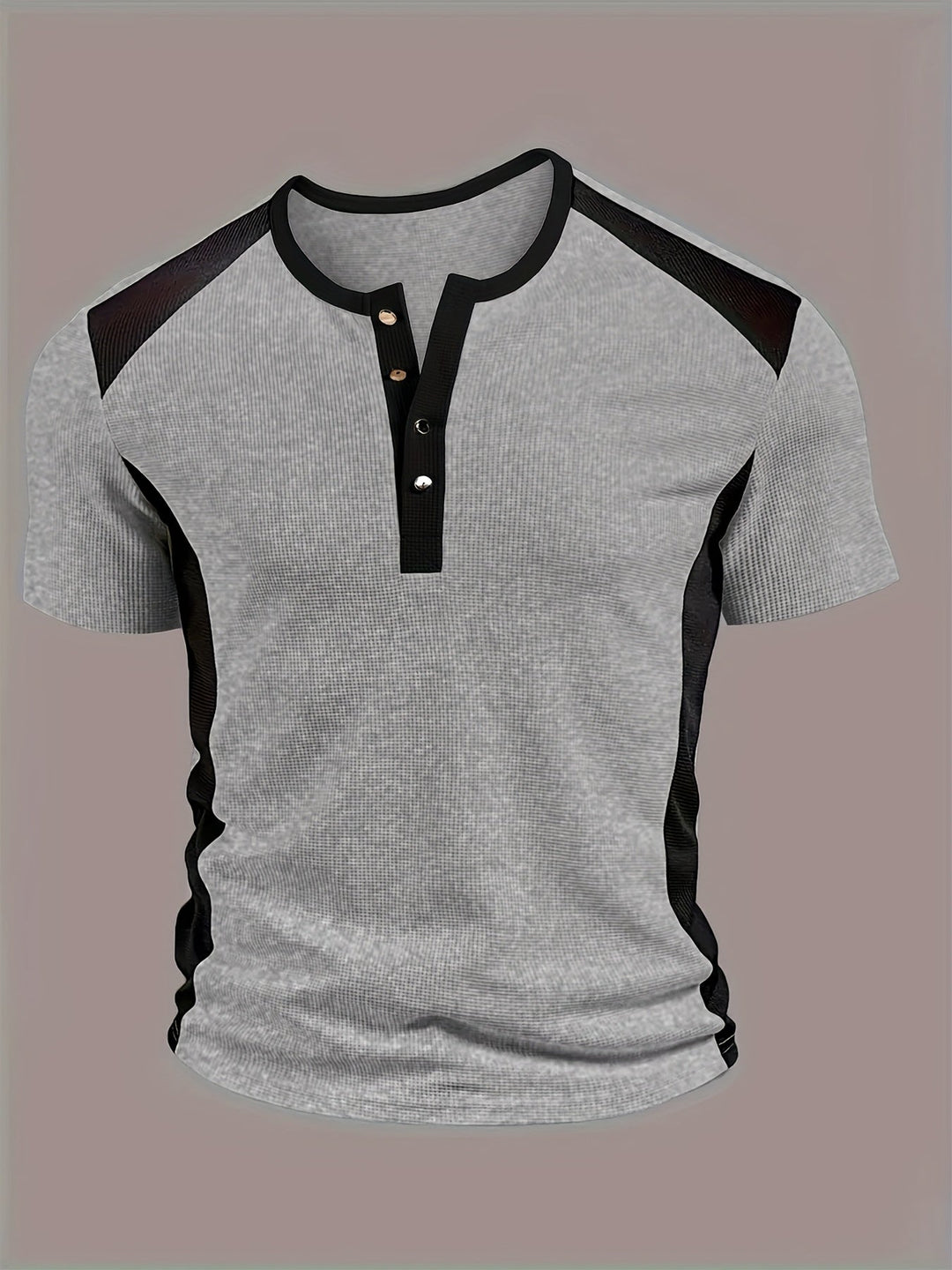 Marcial | Polera henley texturada con contrastes