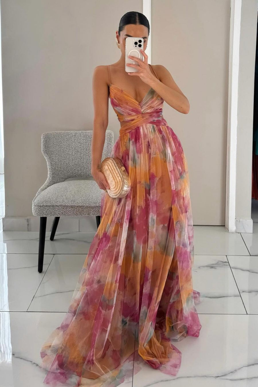 Giselle | Vestido Largo Elegante con Estampado Floral