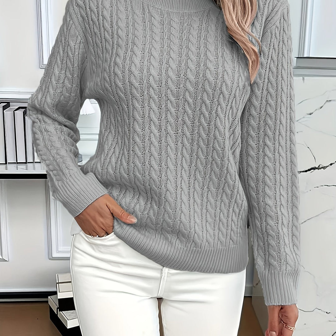 Saskia | Sweater de punto trenzado cuello redondo