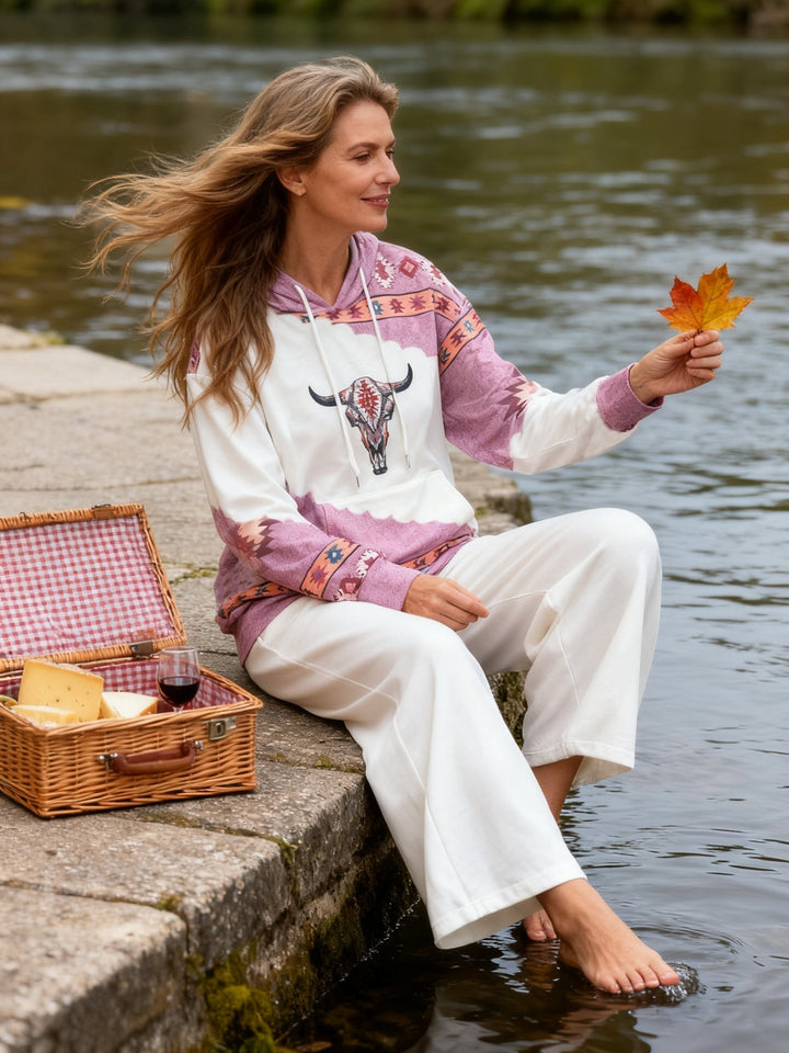 Melina | Polerón con capucha estampado western