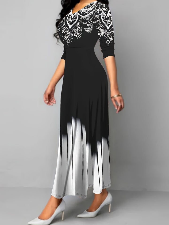 Clarisa | Vestido largo con estampado ornamental