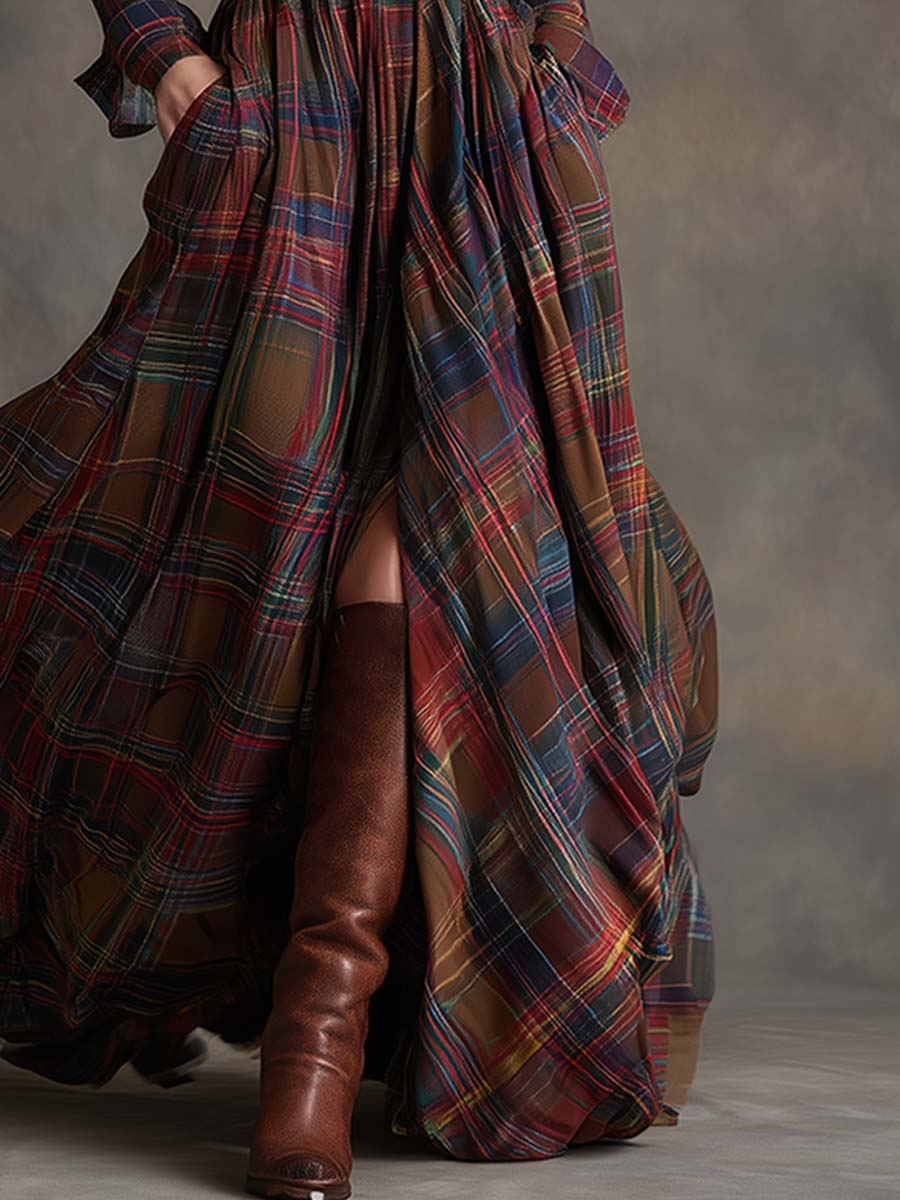 Pilmaiquén | Vestido camisero largo con cinturón