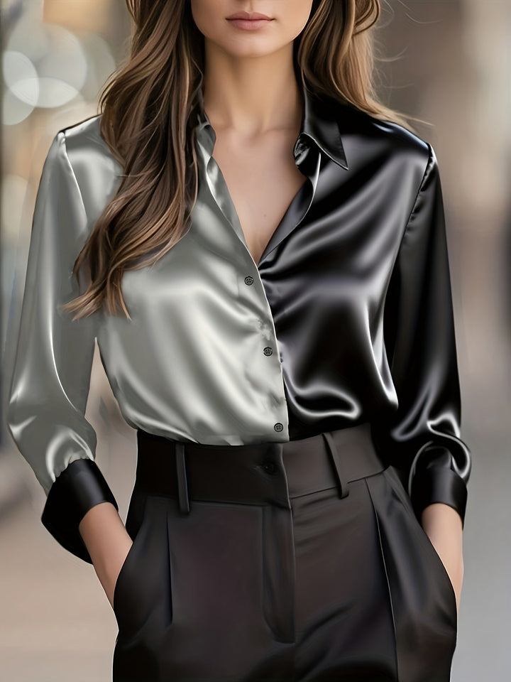 Marcelina | Blusa bicolor de satén