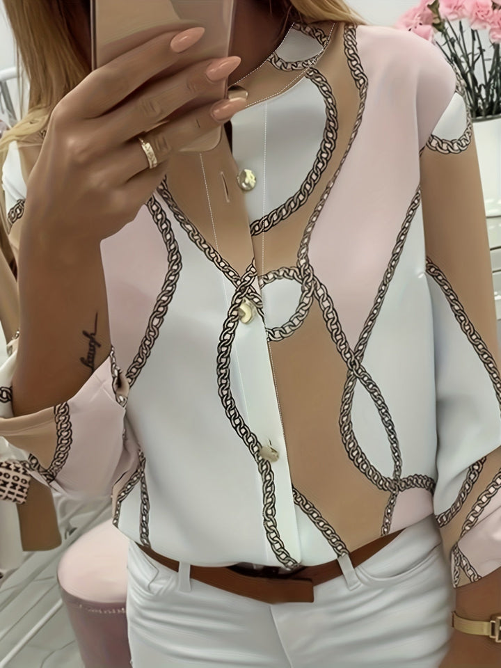 Marina | Blusa camisera con estampado de cadenas
