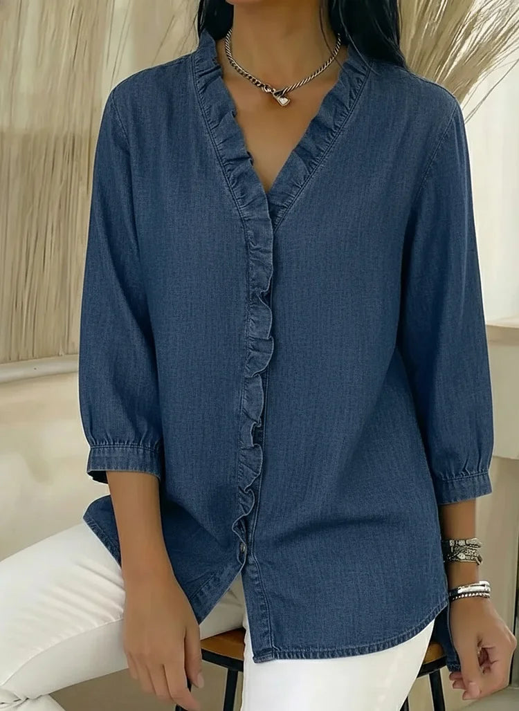 Yesenia | Blusa con volante y manga tres cuartos