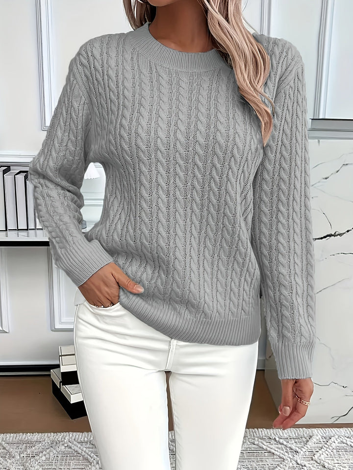 Saskia | Sweater de punto trenzado cuello redondo