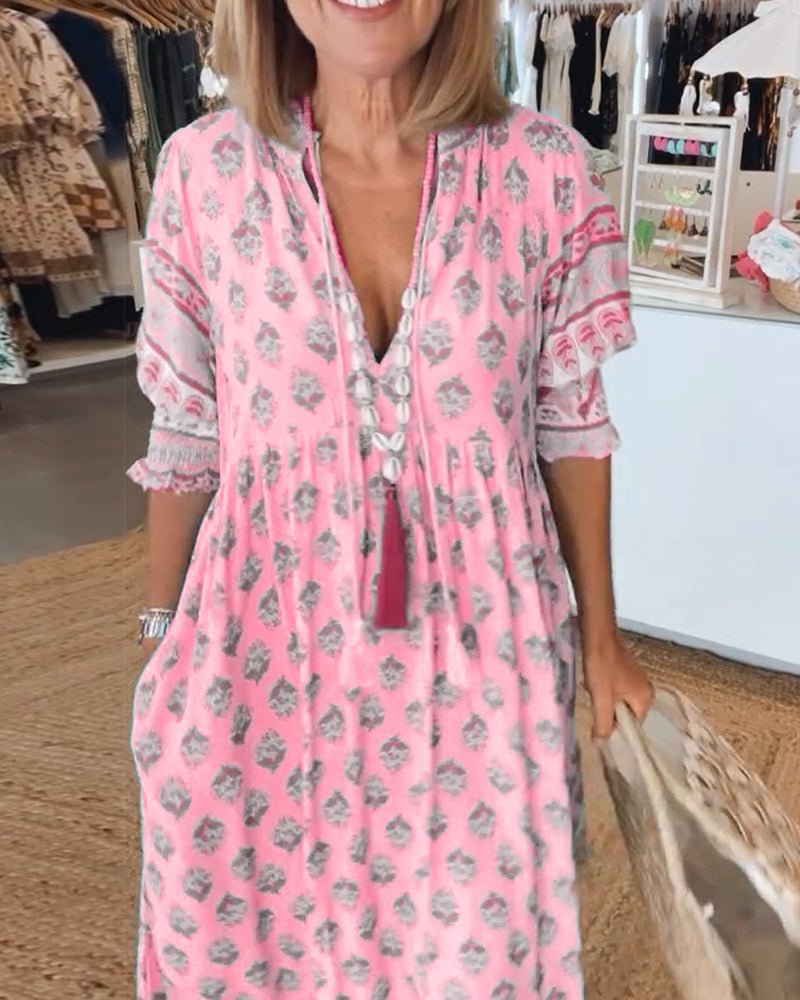 Viviana Andrea | Vestido largo floral escote en V