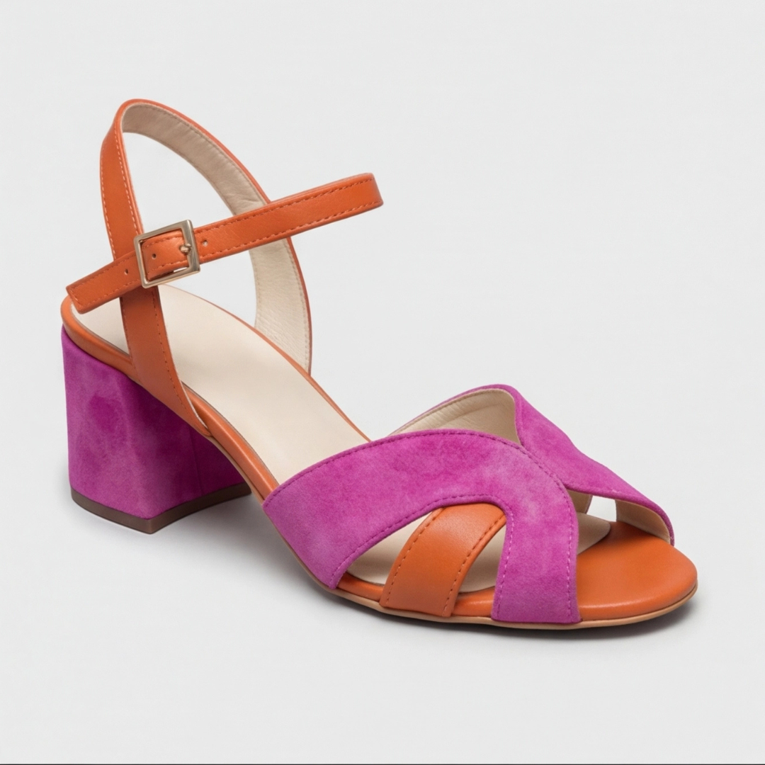 Claudia | Sandalias de taco ancho color block