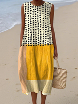 Muriel | Vestido midi con lunares y bloques de color