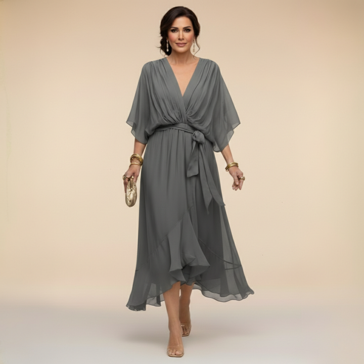 Renata | Vestido de gasa con escote en V