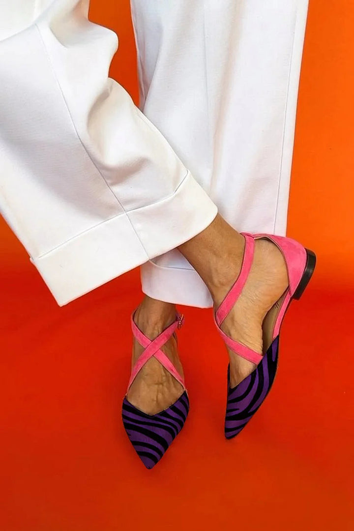 Deborah | Ballerinas con tiras cruzadas print cebra
