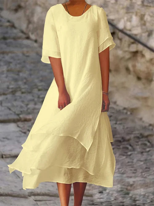 Lucila | Vestido de doble capa manga corta