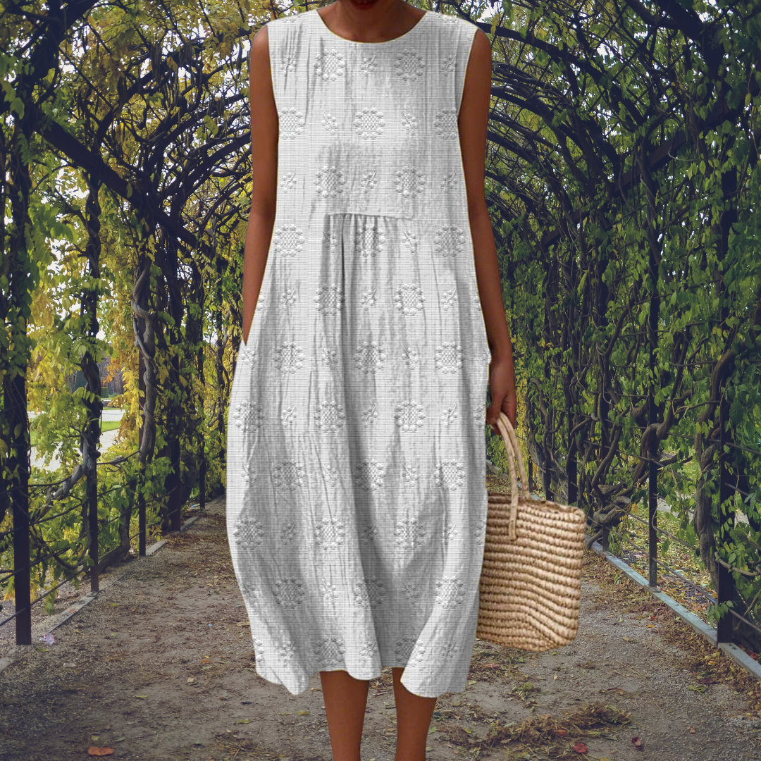 Jeniffer | Vestido midi sin mangas con bolsillos
