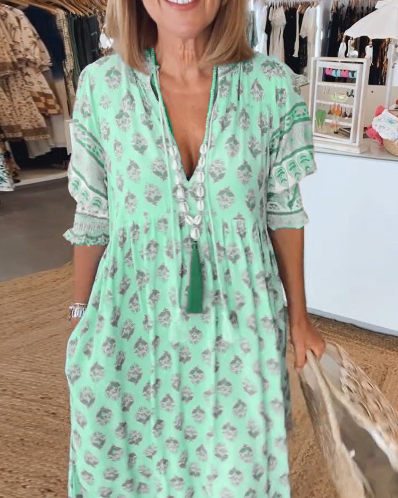 Viviana Andrea | Vestido largo floral escote en V