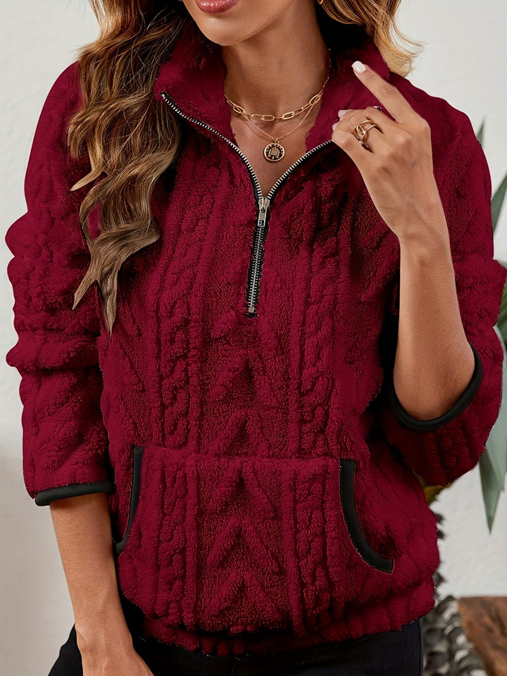 Manuela | Pullover texturado con media cremallera