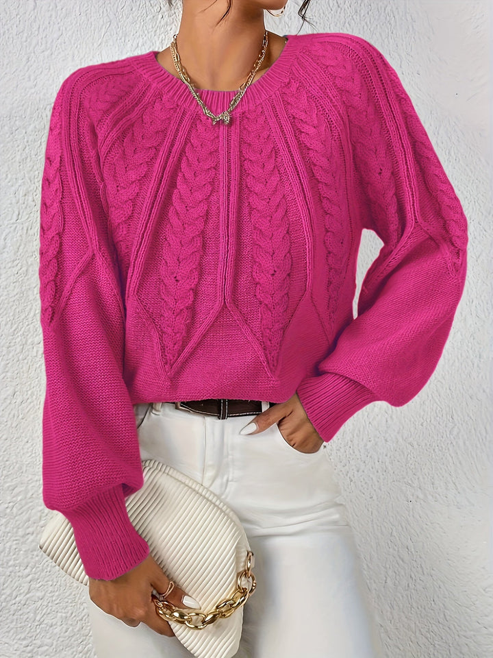 Verónica | Sweater de punto trenzado cuello redondo