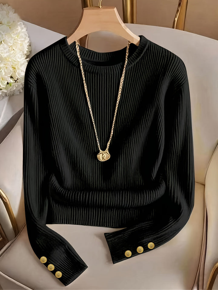 Kimberly | Sweater acanalado con botones en puños