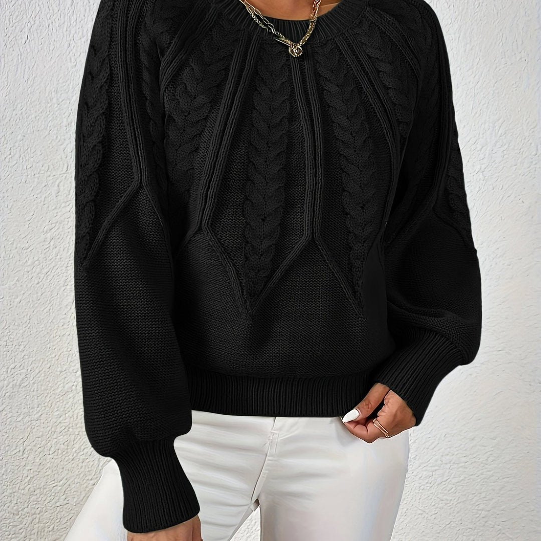 Verónica | Sweater de punto trenzado cuello redondo