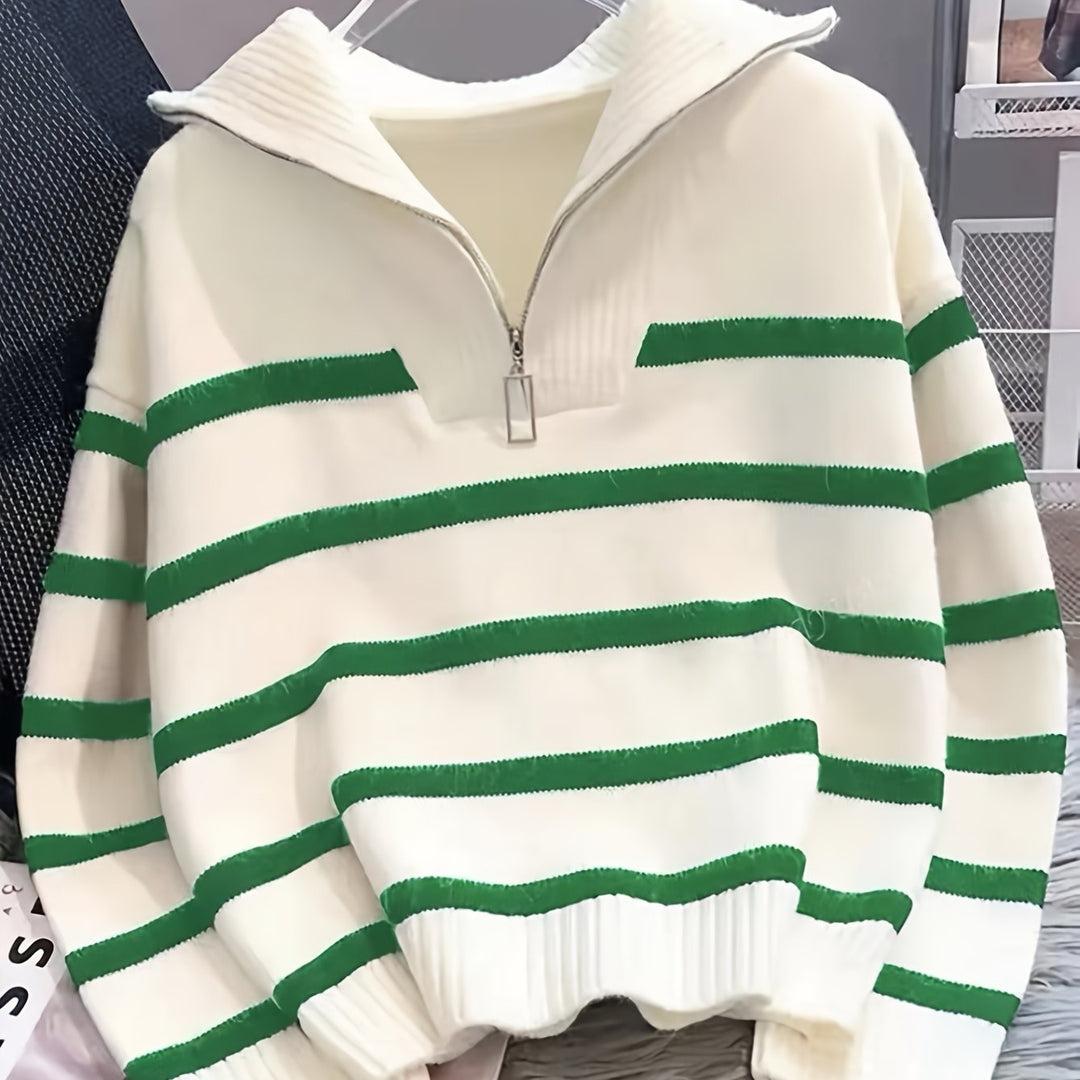 Josefa Ignacia | Sweater a rayas con cierre al cuello