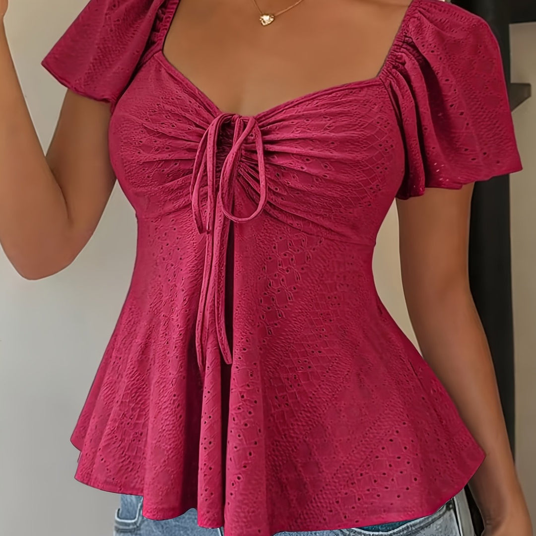 María Ángela | Top peplum de manga corta abullonada