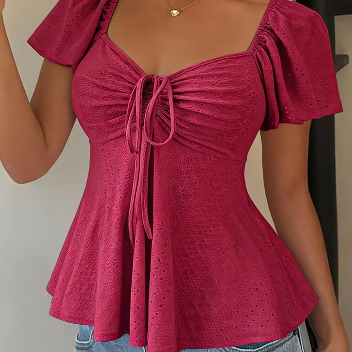 María Ángela | Top peplum de manga corta abullonada