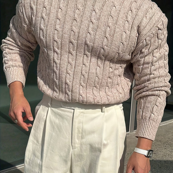 Josué | Sweater de punto trenzado cuello redondo
